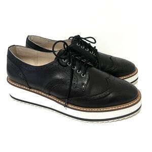 Shelly’s London Stylish Black Women's Leather Platform Loafers